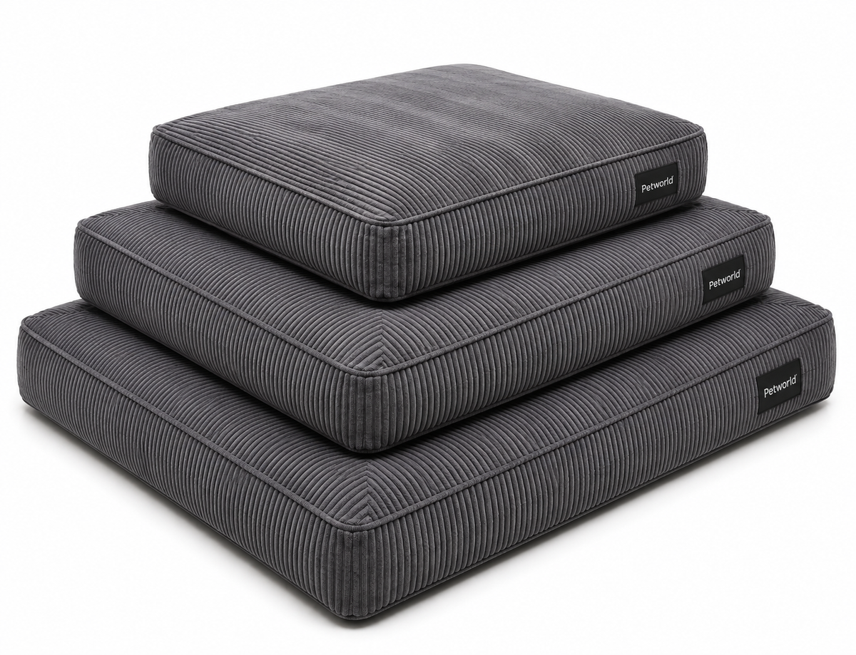 Petworld Luxury Corduroy Square Dog Bed With Removable Cover