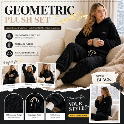 ✨Embossed Geometric Plush Set – Timeless Comfort & Effortless Style For Every Occasion