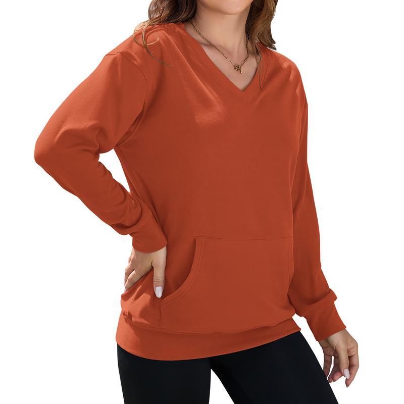 💖2026 Autumn’s Sale 70% OFF✨🍂Women's Hoodless V-neck Sweatshirt With Kangaroo Pocket Longsleeve Oversized Casual Style Shirt