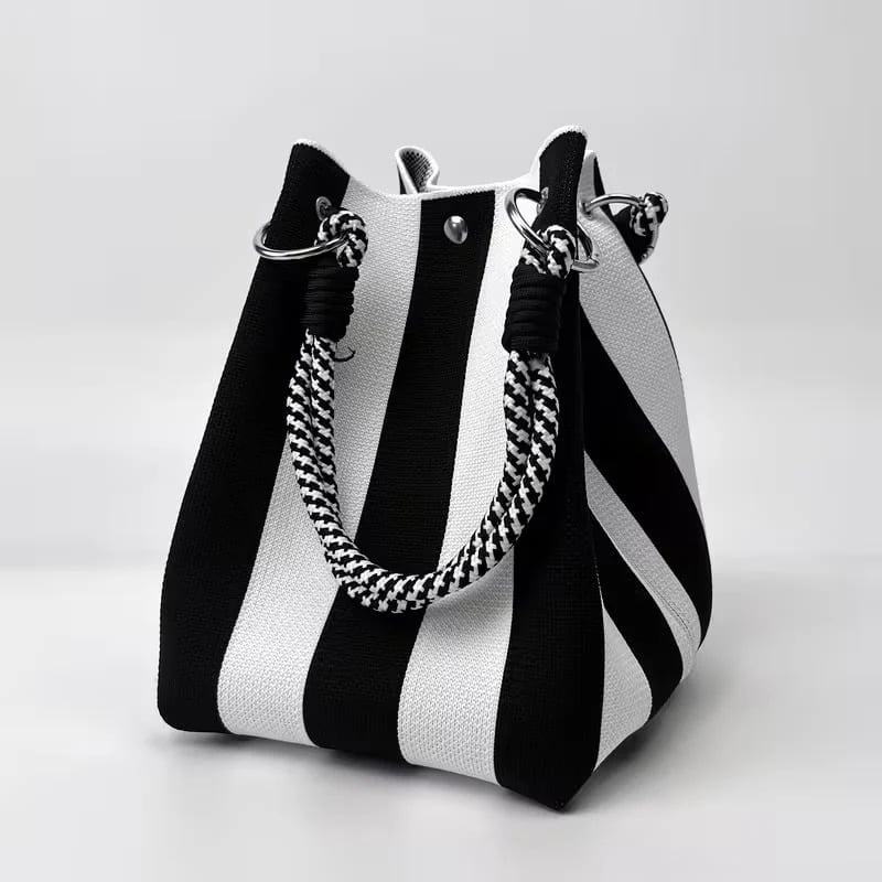 🏆 Limited-Time Sale: 60% OFF 🌴 Boho Striped Knit Bucket Handbag for Women – Handmade Summer Beach Shoulder Bag