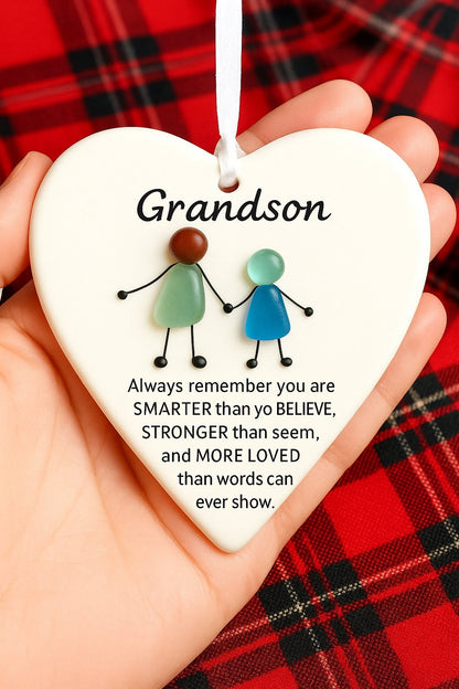 🌊✨Heart-Shaped Sea Glass Ornament🎁Friendship, Grandchildren & Timeless Bonds