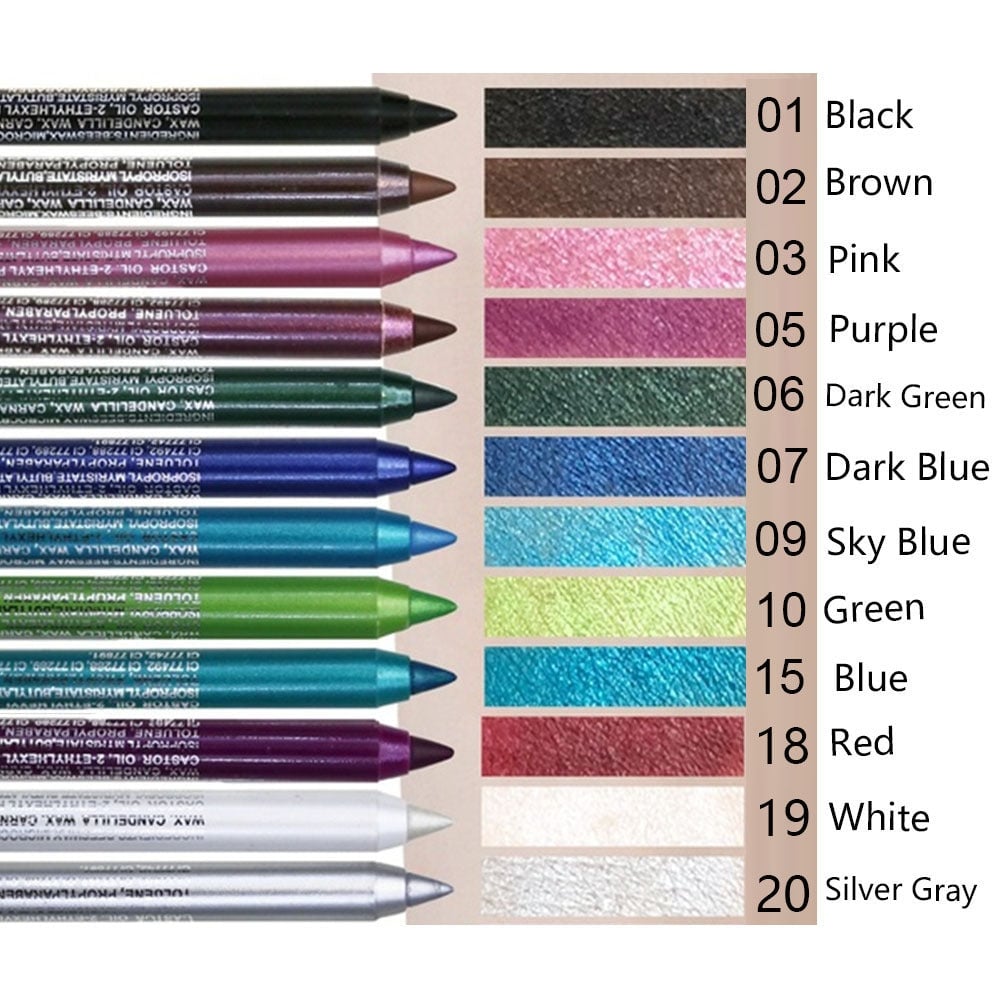 💕Limited Sale 50% OFF💧14-Pack Waterproof Colored Gel Eyeliner Pencil – Metallic & Shimmer Finishes, Smudge-Proof（Pencil sharpener color is random）