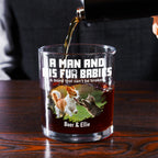 A Man And His Pets Photo - Personalized Whiskey Glass