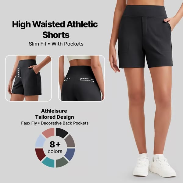 ⏳HOT SALE 70% OFF🔥 Women's High-Waist Bermuda Shorts with Pockets 🎯 | Running Yoga Casual Activewear 😎 | Buy 2 FREE Shipping – UK Stock! 🇬🇧