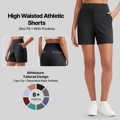 ⏳HOT SALE 70% OFF🔥 Women's High-Waist Bermuda Shorts with Pockets 🎯 | Running Yoga Casual Activewear 😎 | Buy 2 FREE Shipping – UK Stock! 🇬🇧