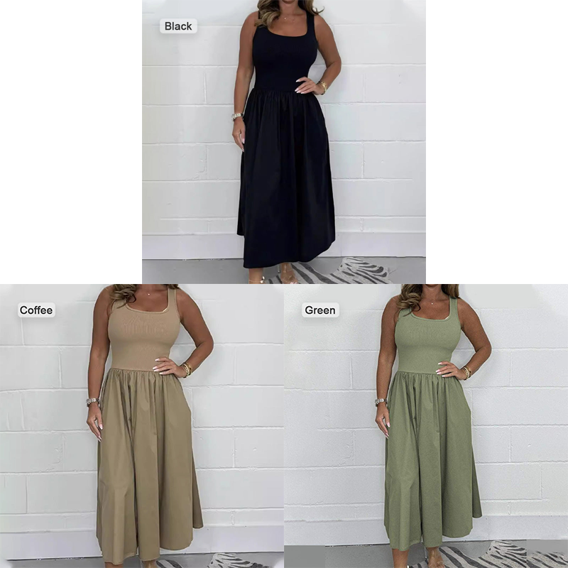 💕Limited Sale 70% OFF💕Women's Casual Solid Color Sleeveless Dress