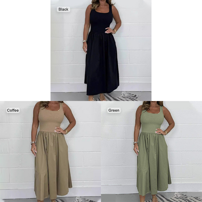 💕Limited Sale 70% OFF💕Women's Casual Solid Color Sleeveless Dress
