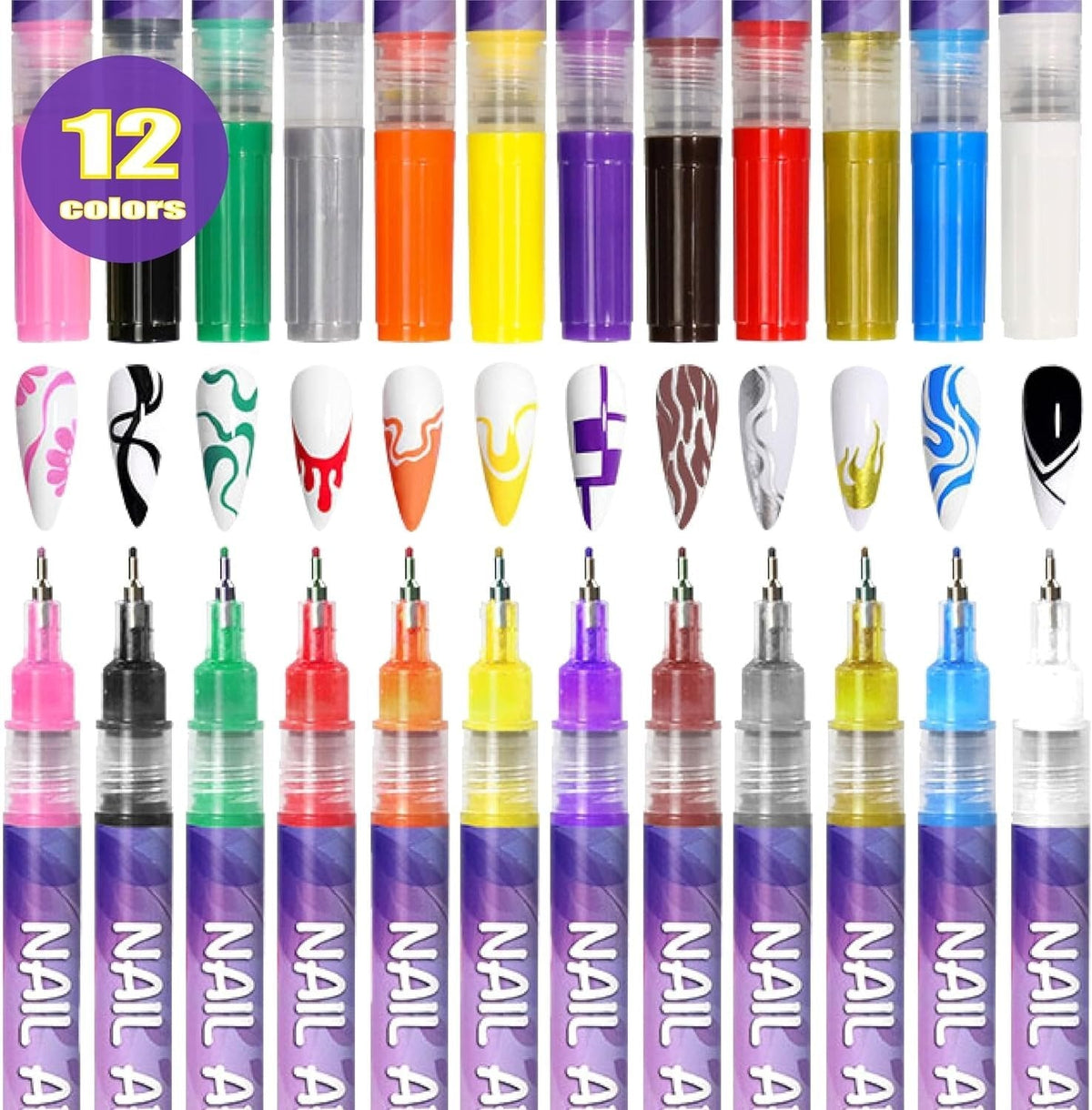 🎁New Year Sale 70% OFF!!💅🎨12 Colors Nail Art Pens Set