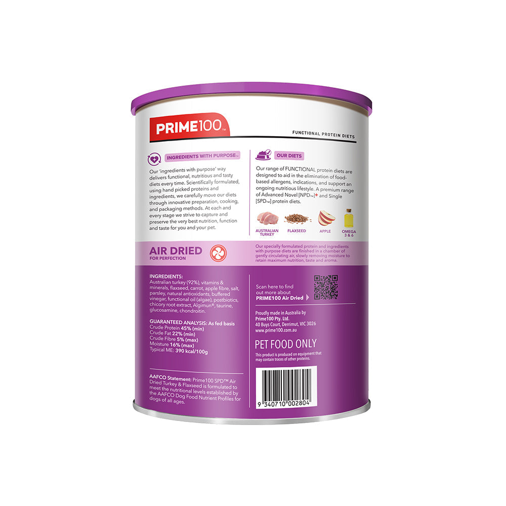 PRIME100 SPD Air Dried Turkey & Flaxseed Dog Food