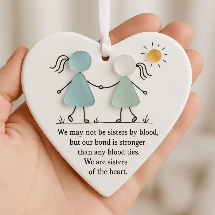 🌊✨Heart-Shaped Sea Glass Ornament🎁Friendship, Grandchildren & Timeless Bonds