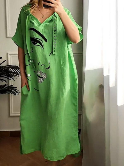 💐BUY 2 FREE SHIPPING💐Casual Loose Hoodie Dress with Face Print