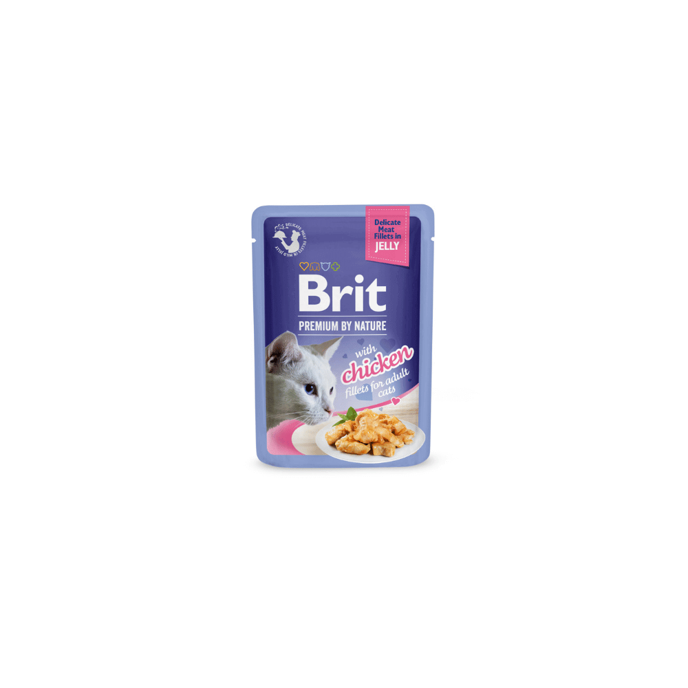 Brit Premium Cat Pouch Delicate Fillets in Jelly with Chicken Wet Cat Food 85g