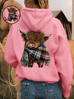 🎅CHRISTMAS SALE 50% OFF!!❤️‍🔥🐂Cute Highland Cow Cozy Fleece-Lined Hooded Sweatshirt