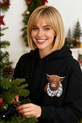 🎅CHRISTMAS SALE 50% OFF!!❤️‍🔥🐂Cute Highland Cow Cozy Fleece-Lined Hooded Sweatshirt