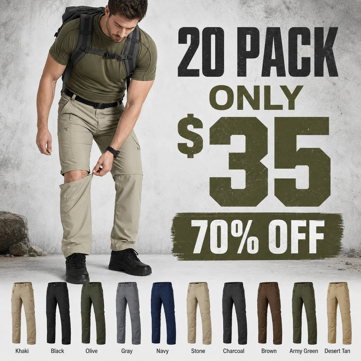 ⏰ ⚡10 Pack for $28⚡Men's Convertible Hiking Pants