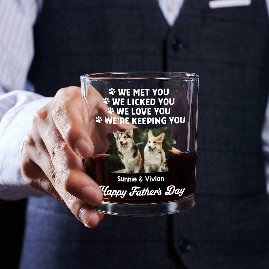 Retro Dog Sleeping Lick You Photo - Personalized Whiskey Glass