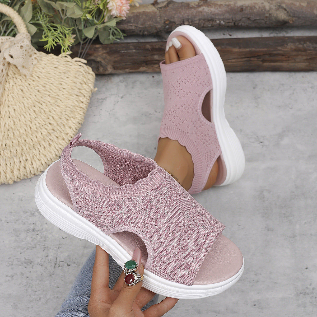 ⏳LAST DAY SALE ONLY ￡11.99!!🔥🔥Women's Breathable Knit Platform Sandals