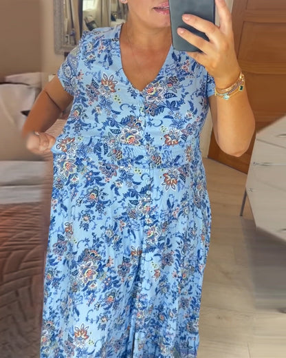 💥Lastday! Hurry up！！💥💃Hot Sale 49% OFF🔥 - Floral Print V-neck Dress