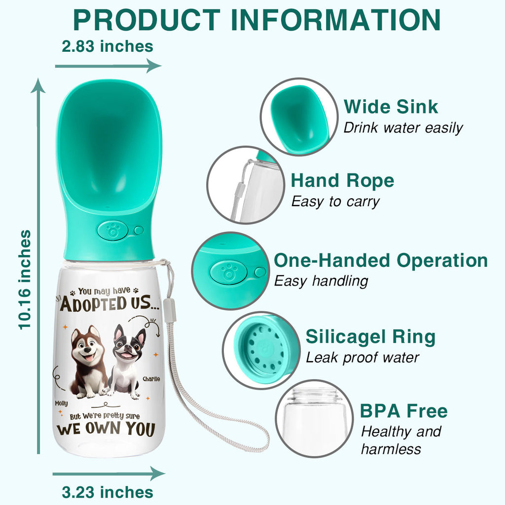 We Own You - Personalized Pet Water Bottle With Drinking Feeder