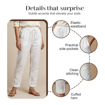 🌸Last Day Sale 70% OFF!!🌸Women's  Elastic Waist Cotton Linen Casual Pants