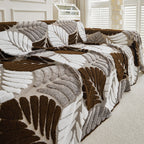 Pet-Friendly Thickened Soft Plush Leaf-Patterned Sofa Throw Couch Cover