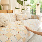 Color-Block Plaid Chenille Anti-Scratch Non-Slip Couch Cover