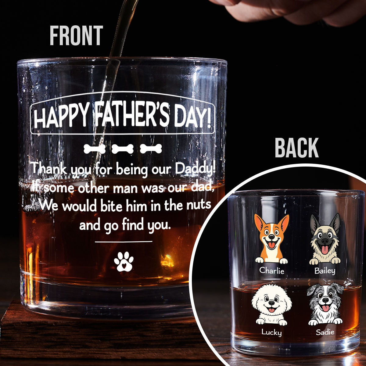 Pawsitively Lucky To Bark - Personalized Whiskey Glass