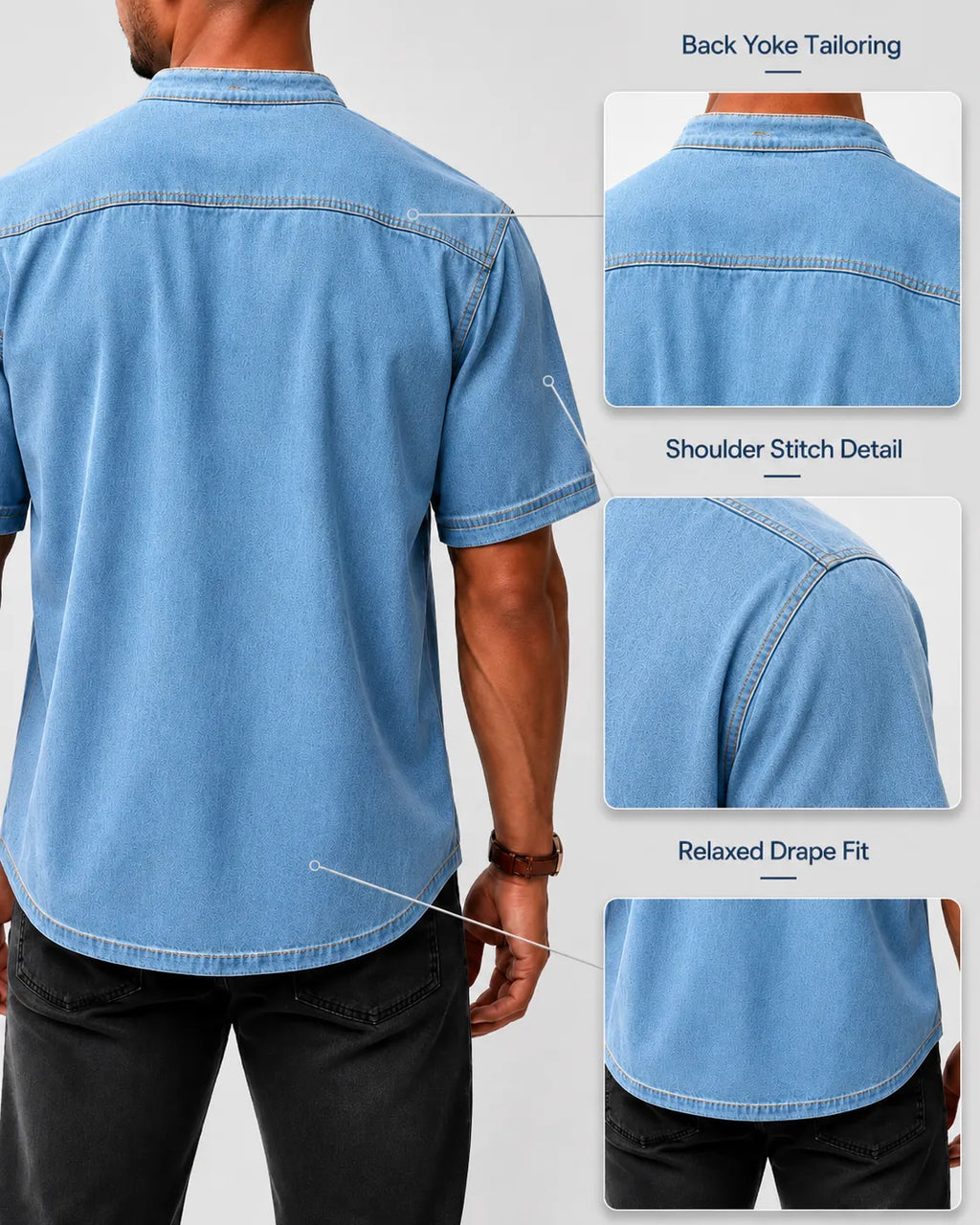 Limited Deal 8-Pack Men's Washed Stand Collar Henley Shirts, Short Sleeve Relaxed Fit Pocket Tops