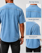 Limited Deal 8-Pack Men's Washed Stand Collar Henley Shirts, Short Sleeve Relaxed Fit Pocket Tops