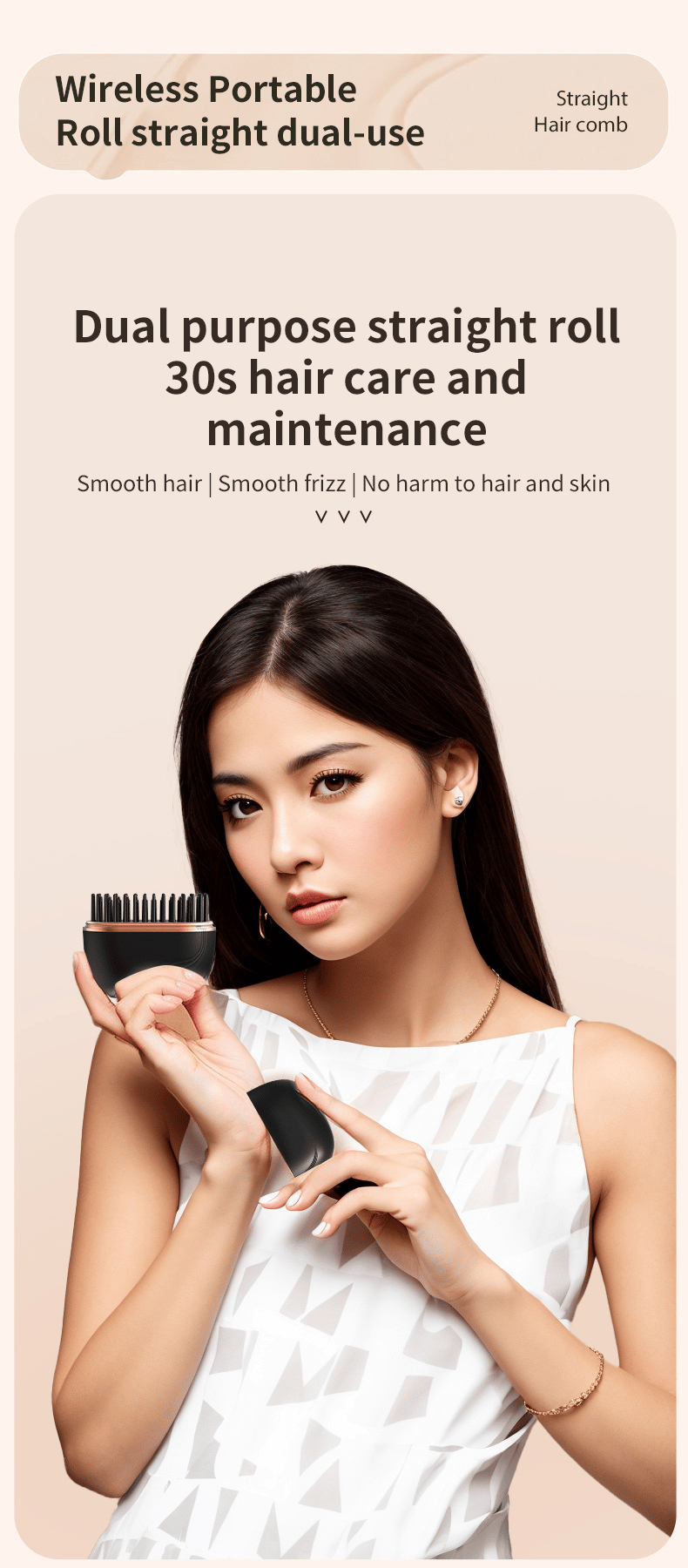 ⚡Limited Sale 50% OFF⚡Mini Cordless Hair Straightener Comb