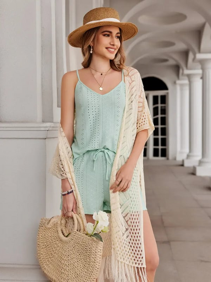 🔥This Week's Special Price: £13.99!!😍Women’s Oversized Knit Cardigan – Lightweight Crochet Tassel Kimono for Spring & Summer 🌸
