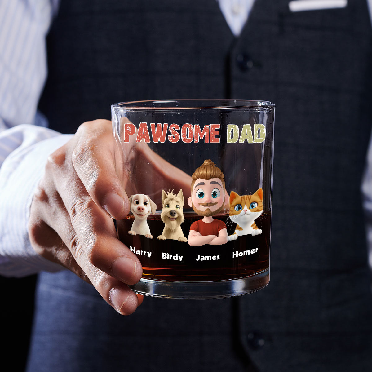 Pawsome Dad Version 2 - Personalized Whiskey Glass