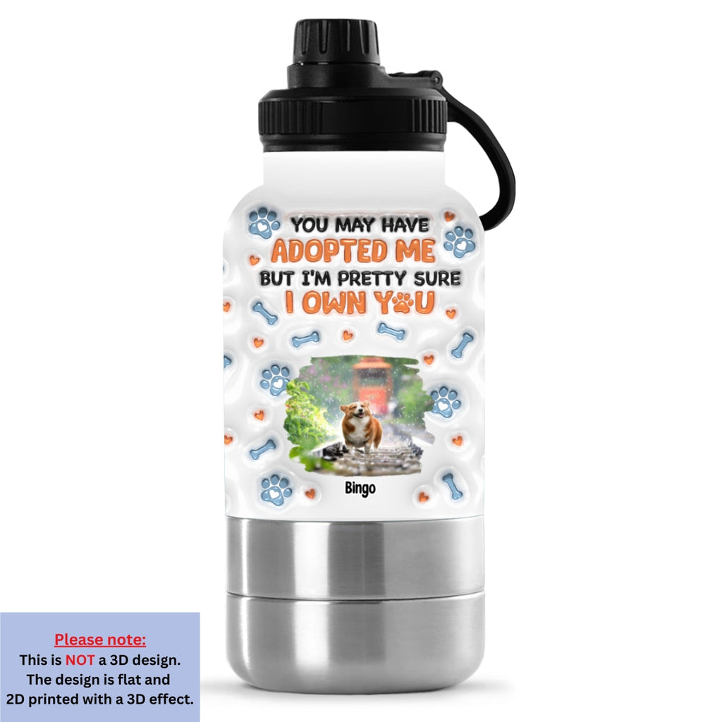 We Own You Photo - Personalized 3D Inflated Effect 30oz Water Bottle With Pet Bowl