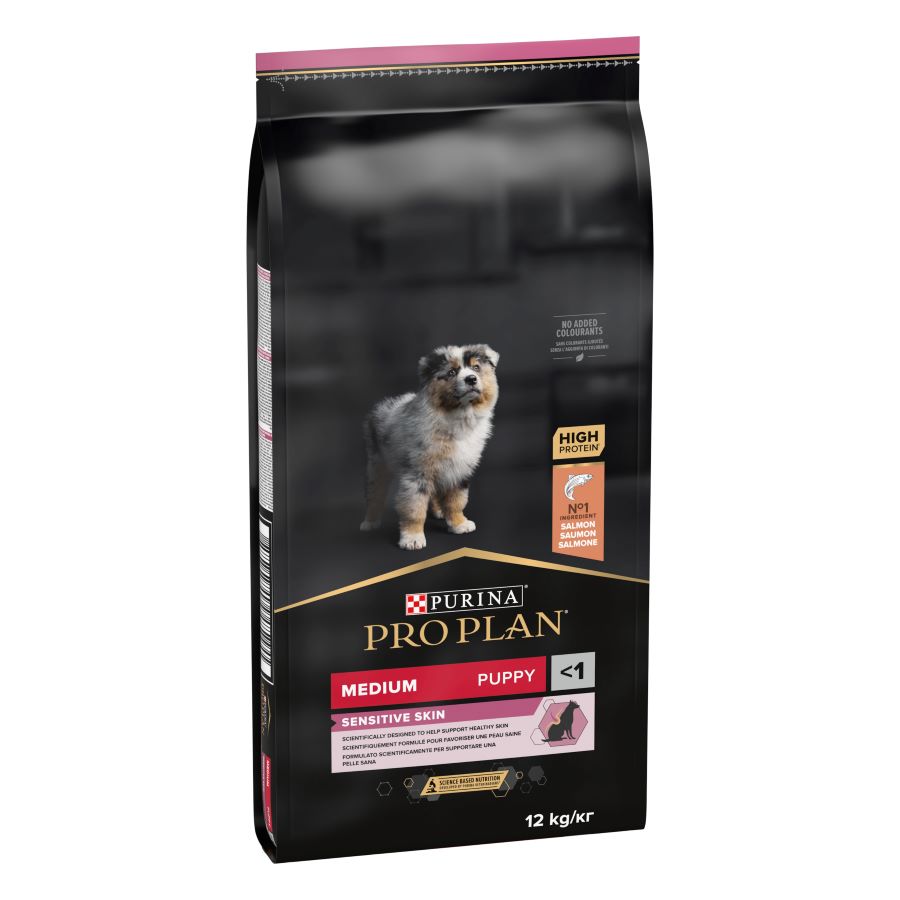 PRO PLAN PUPPY Medium, Sensitive Skin, Opti Derma, bogato lososom