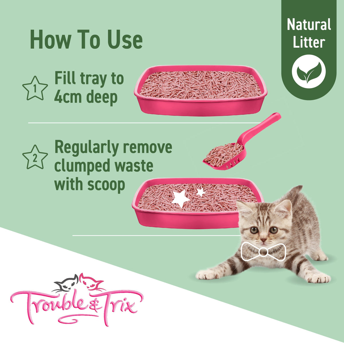 Trouble and Trix Plant Extract Natural Clumping Cat Litter Cherry Blossom