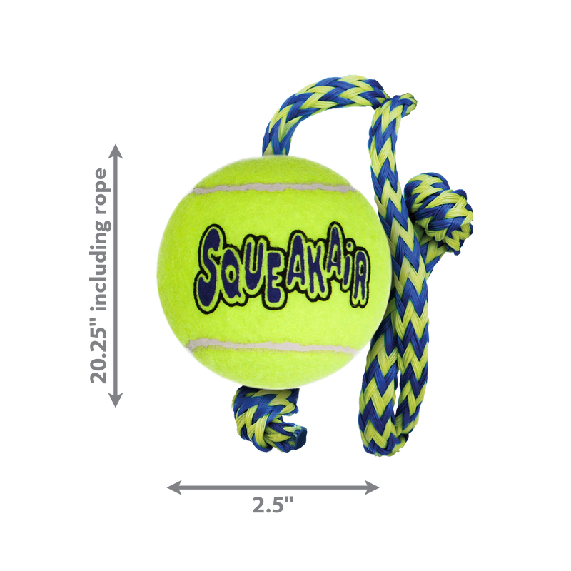 KONG Dog Toys SqueakAir Ball with Rope