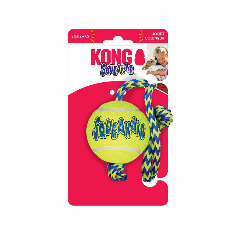 KONG Dog Toys SqueakAir Ball with Rope