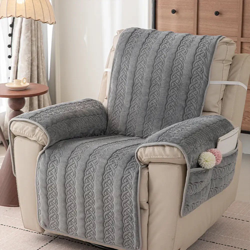 All-Season Scratch-Resistant Non-Slip Recliner Couch Cover with Elastic Straps