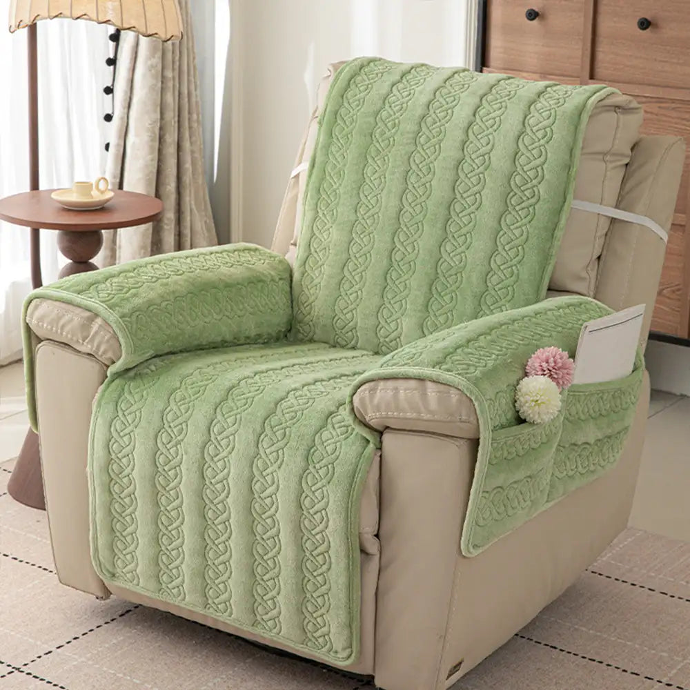 All-Season Scratch-Resistant Non-Slip Recliner Couch Cover with Elastic Straps