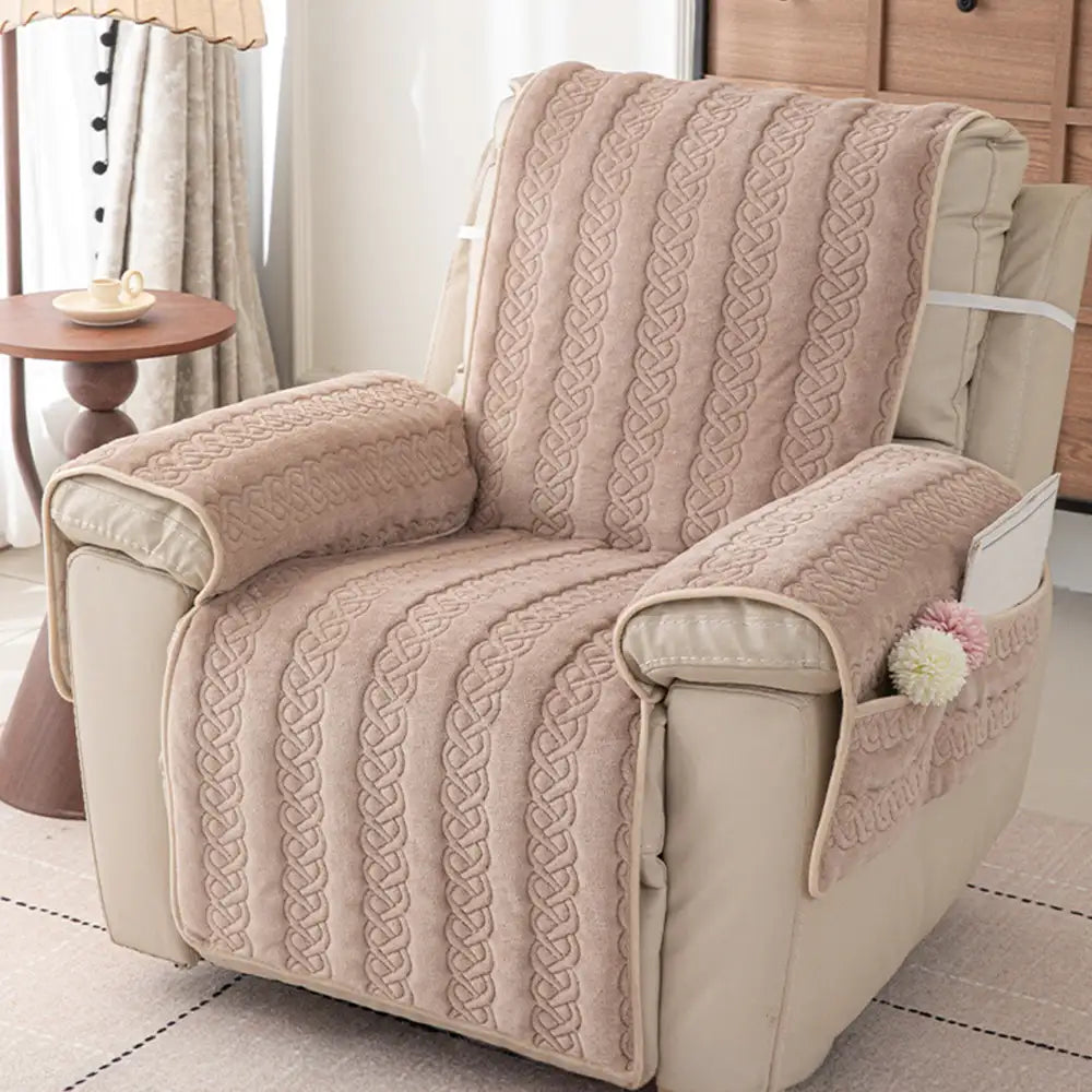 All-Season Scratch-Resistant Non-Slip Recliner Couch Cover with Elastic Straps