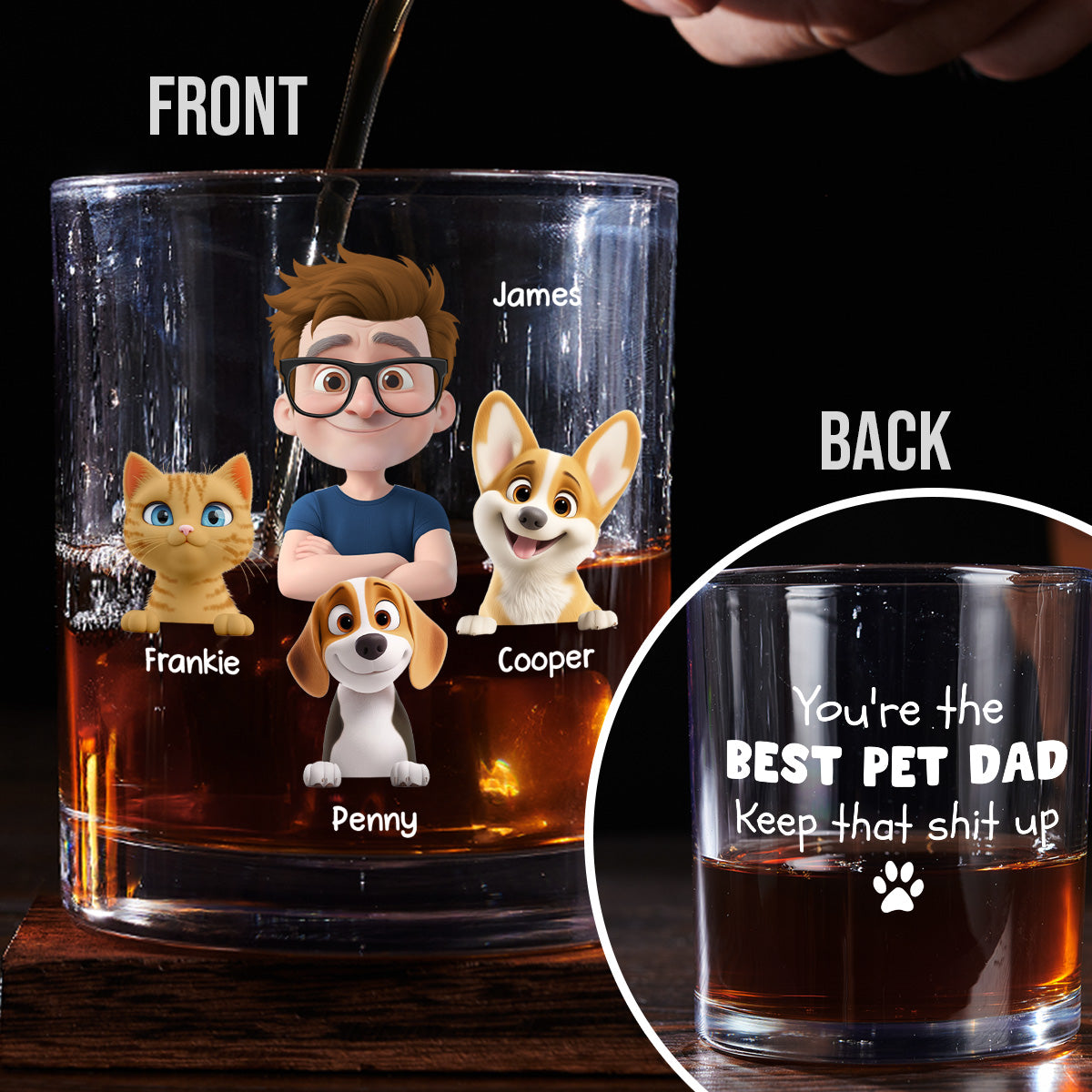 Keep That Shit Up Pet Ver - Personalized Whiskey Glass