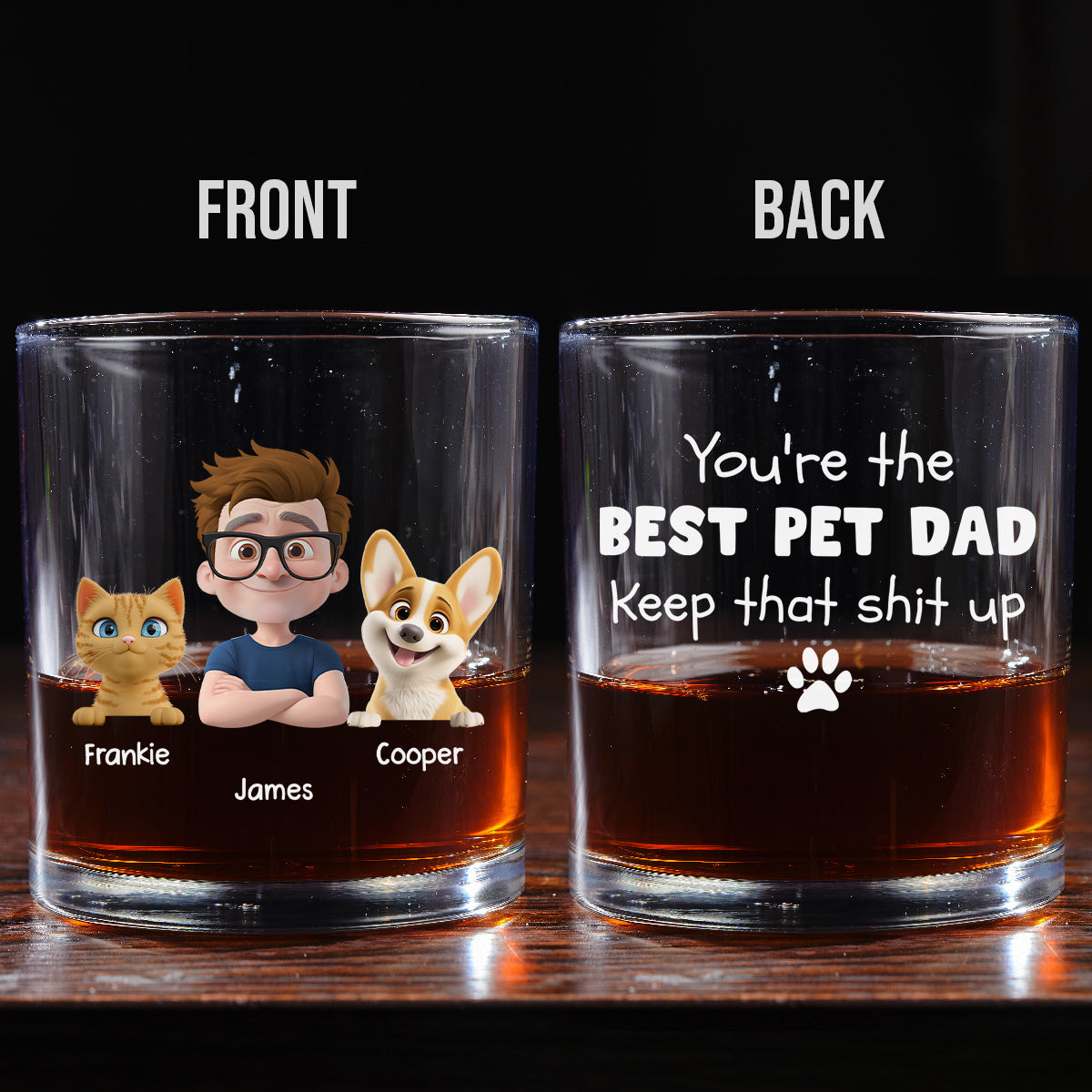 Keep That Shit Up Pet Ver - Personalized Whiskey Glass