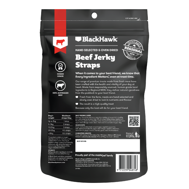Black Hawk Dog Treats Beef Jerky Straps