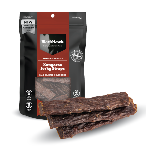 Black Hawk Dog Treats Kangaroo Jerky Straps