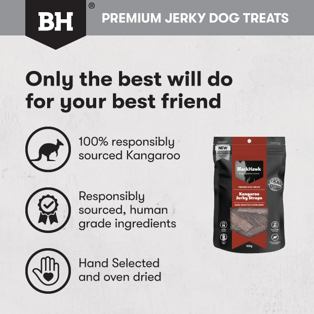 Black Hawk Dog Treats Kangaroo Jerky Straps