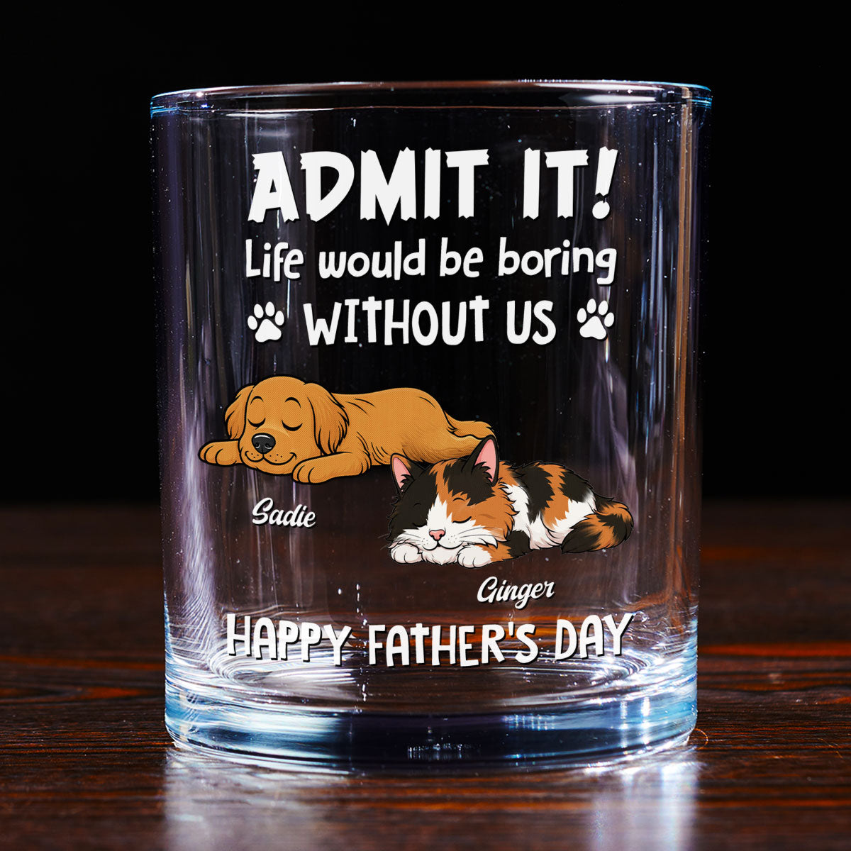 Admit It Dog Dad Loves Me Ver Pet - Personalized Whiskey Glass