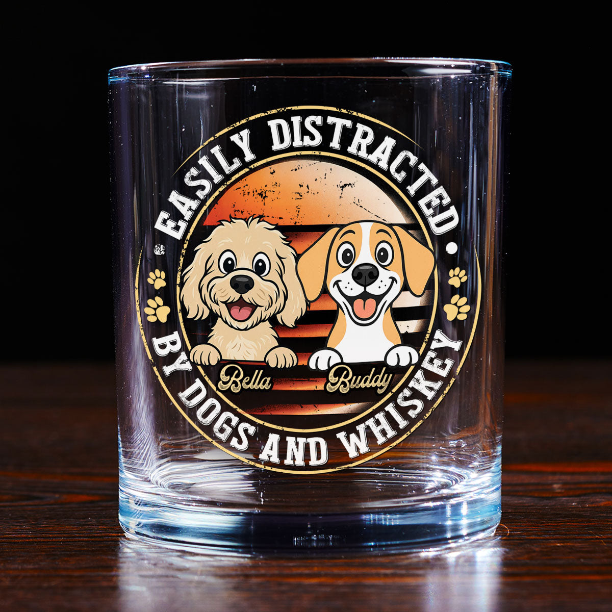 Dogs And Whiskey First - Personalized Whiskey Glass