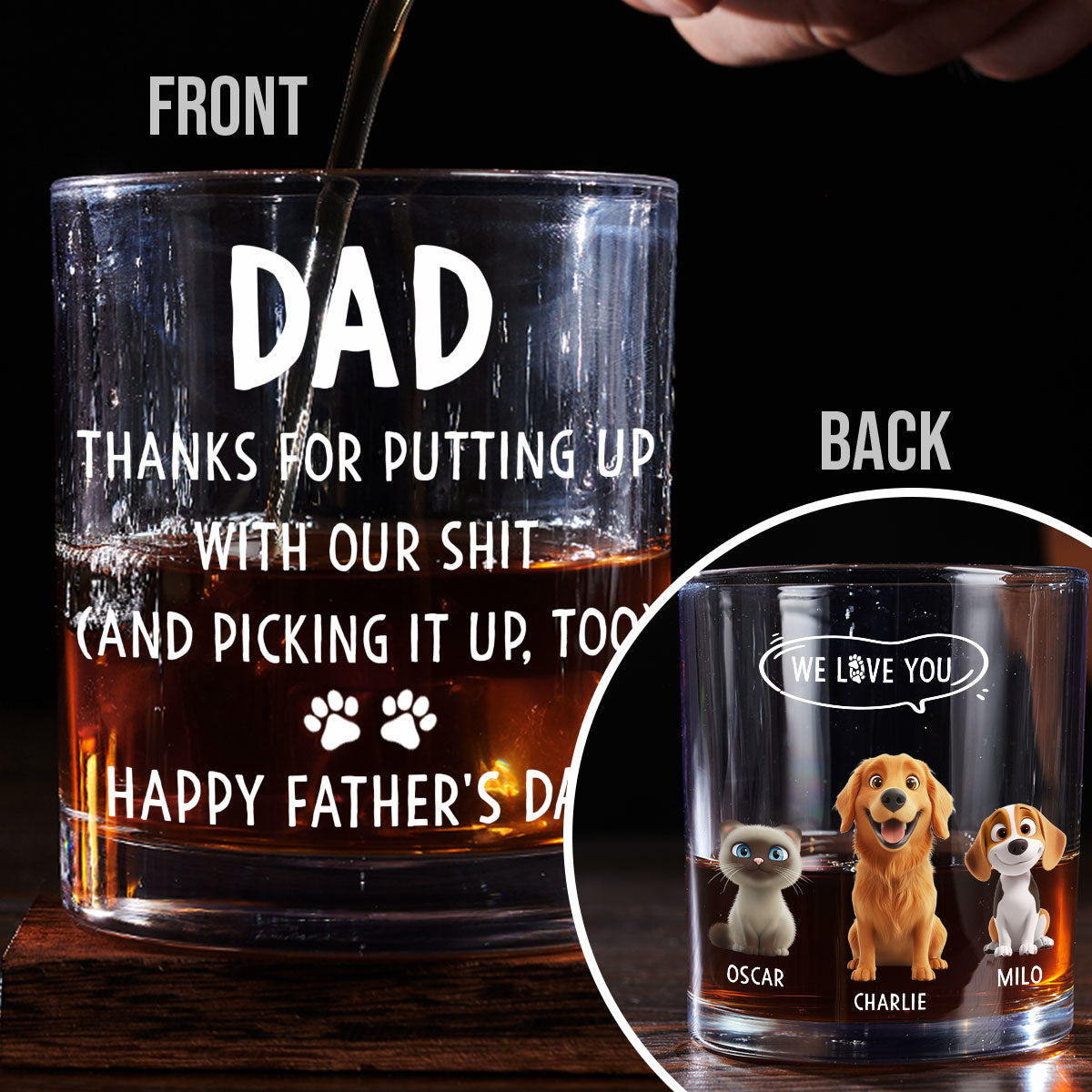 We Woof You With Love Pet Version - Personalized Whiskey Glass