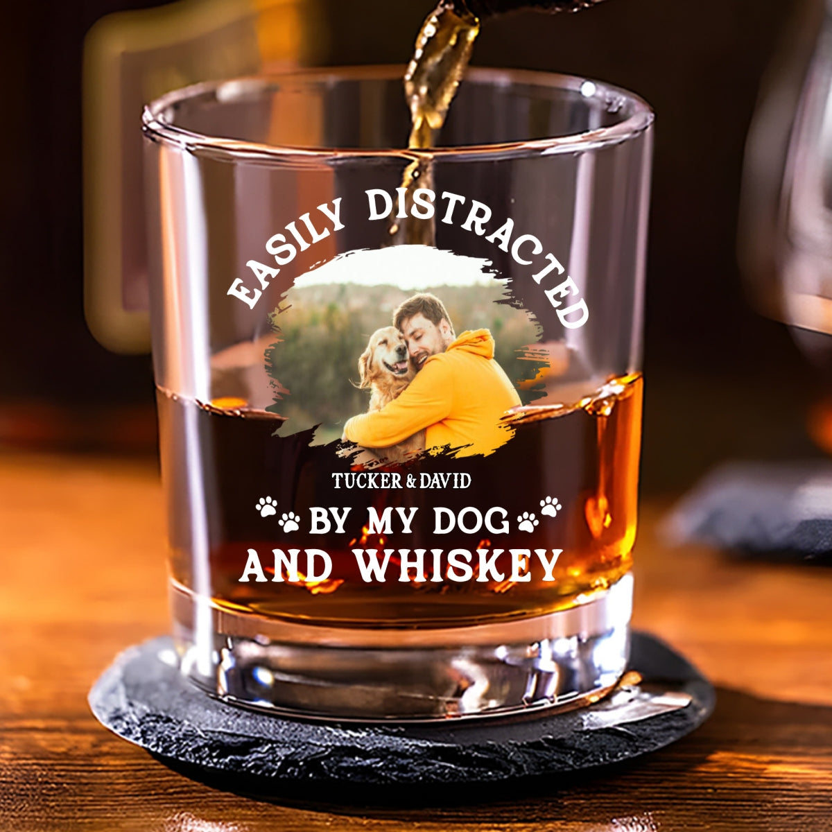 Very Distracted By Photo - Personalized Whiskey Glass