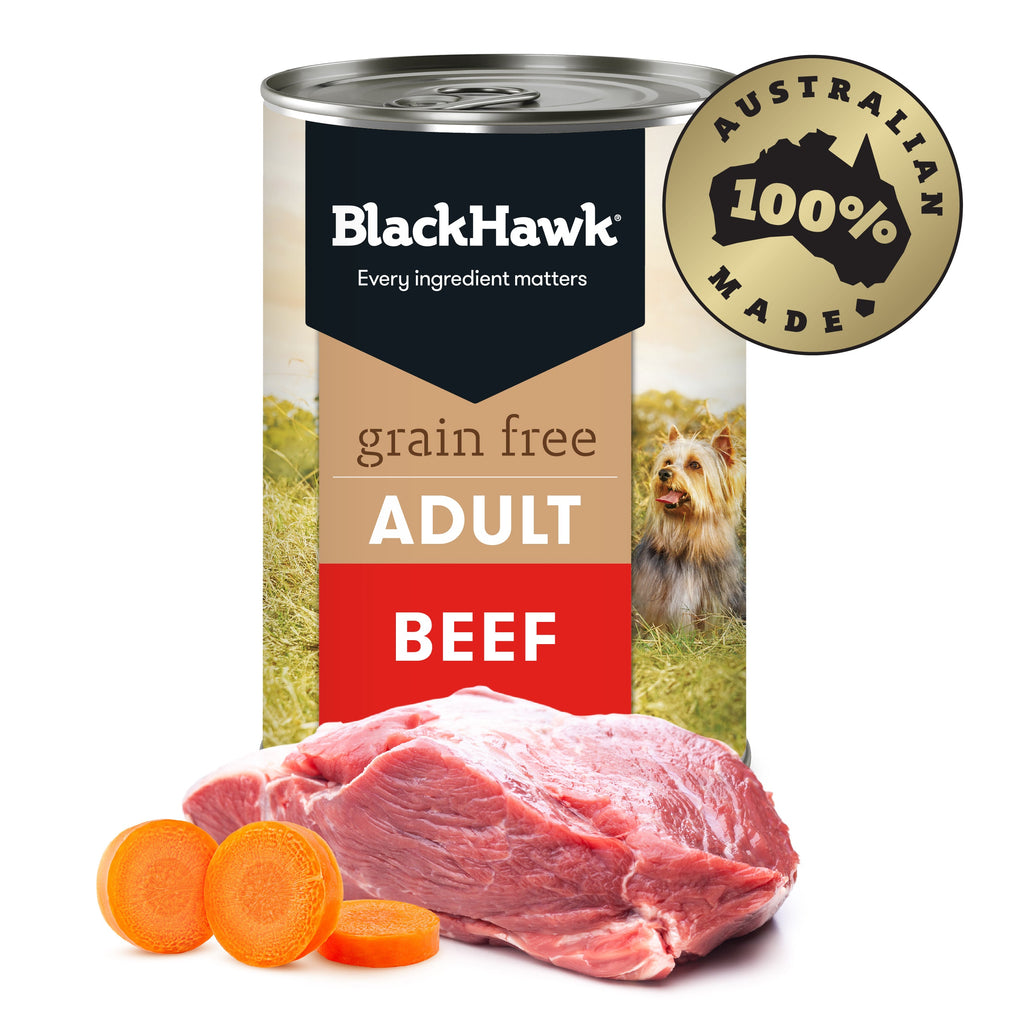 Black Hawk Wet Dog Food Tin Grain Free Beef